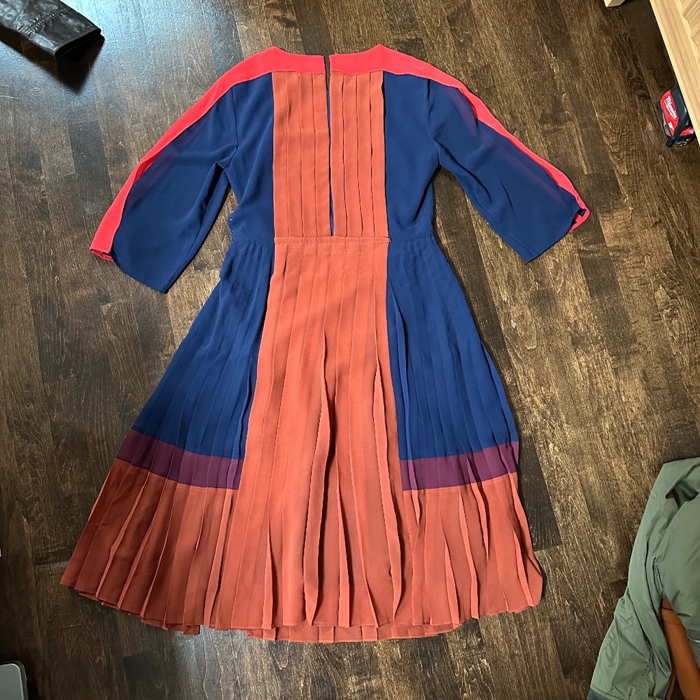 BCBG Maxazria, Color Block Red/Navy/Orange Dress, size XS